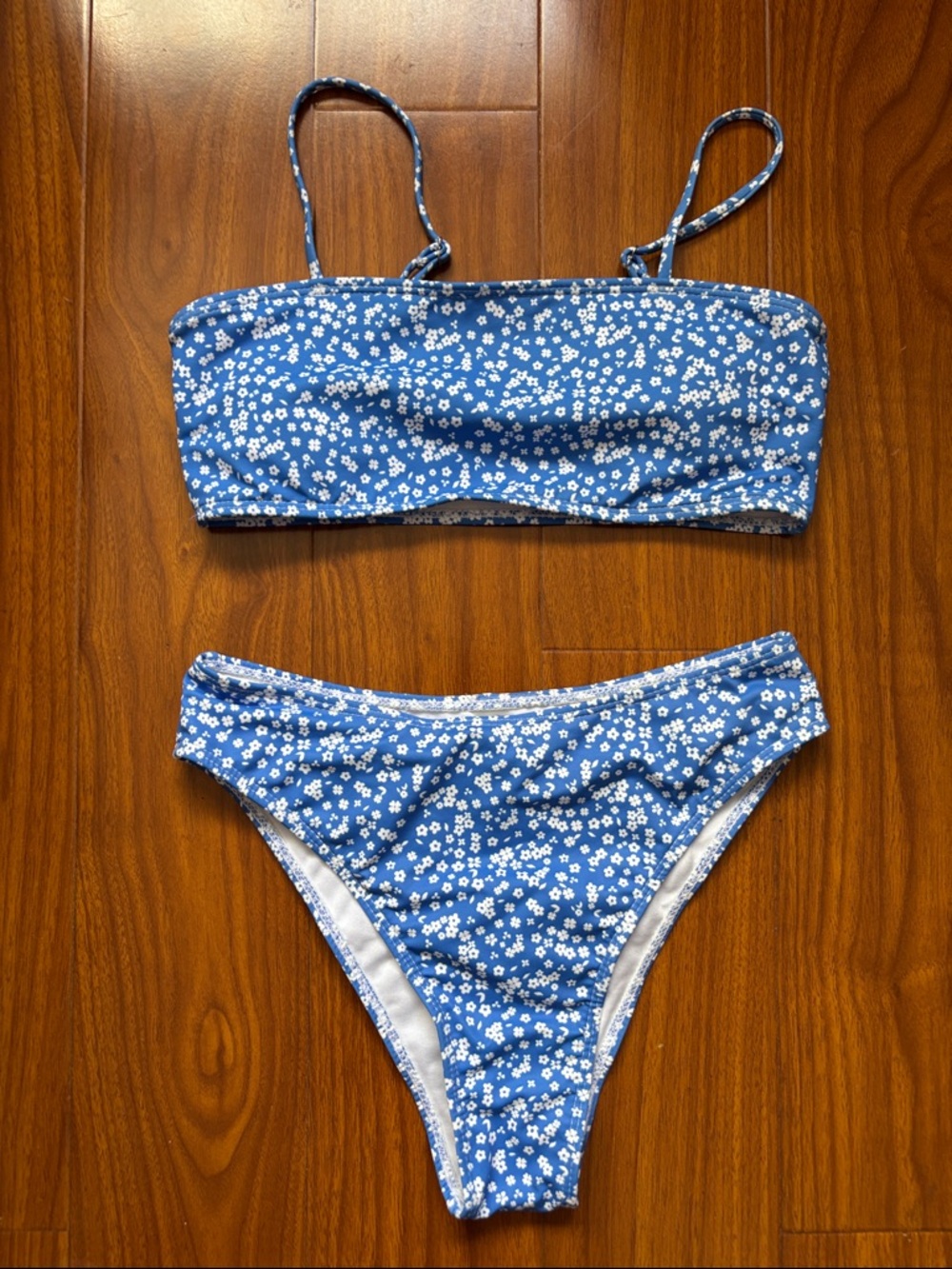 Blue Floral Two-Piece Bikini Set